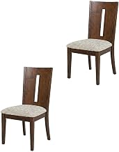 Starlight Canyon Home Acacia Veneer Slotback Upholstered Dining Chairs Set of 2, Modern Upholstered Kitchen Chairs for Dining Room, Merlot