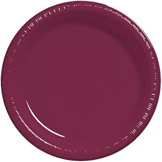Creative Converting Touch of Color 20 Count Plastic Lunch Plates, Burgundy - 28312211, 7"
