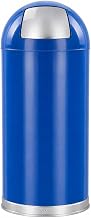 Witt Industries 15DTBL Push Top Standard Receptacle, Steel, 15 gal, Blue