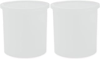 Carlisle FoodService Products Classic Round Storage Container Crock with Lid for Kitchen, Restaurants, Home, Plastic, 1.2 Quarts, White (Pack of 2)