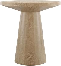Starlight Canyon Home White Modern Round Solid Wood Pedestal End Table with Elegant Design, Durable Construction, Ideal for Living Room or Bedroom Decor