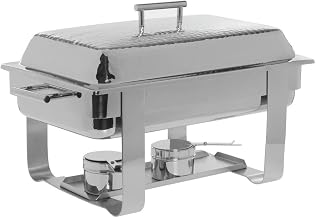 HUBERT Round Chafing Dish, 8 Quart Stainless Steel with Hammered Finish- 23 1/2" L x 14" W x 14" H