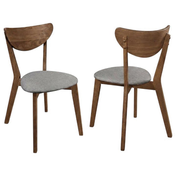 Polyester-Upholstered Mid-Century Modern Dining Side Chairs Set of by Furnifact – Wood, Brown, Pack of 2