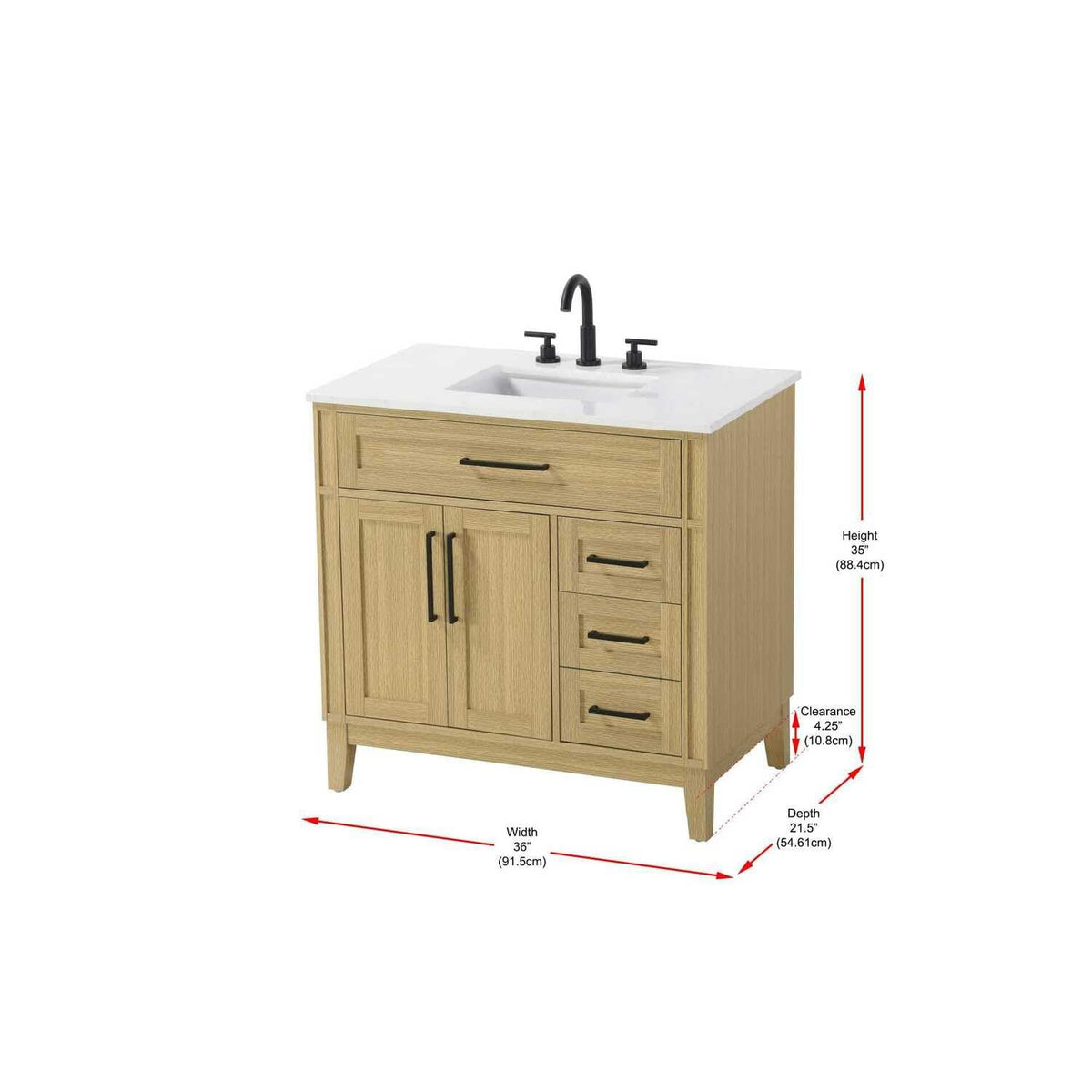 36" Single Bathroom Vanity in Honey Brown by Elegant Kitchen and Bath – unspecified, Aluminum, Brown, Model VF82536MHB