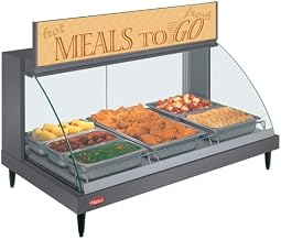 Hatco GRCD-2P Glo-Ray Designer Display Case with Tempered Curved Glass, Countertop Design & 2 Pan Capacity