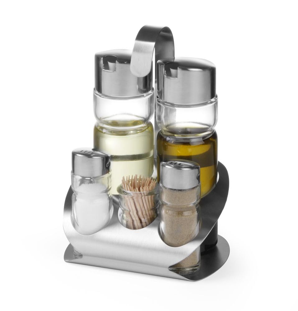 Condiment set by Hendi – 185 milliliters, Stainless Steel Glass, Silver, Model 465363