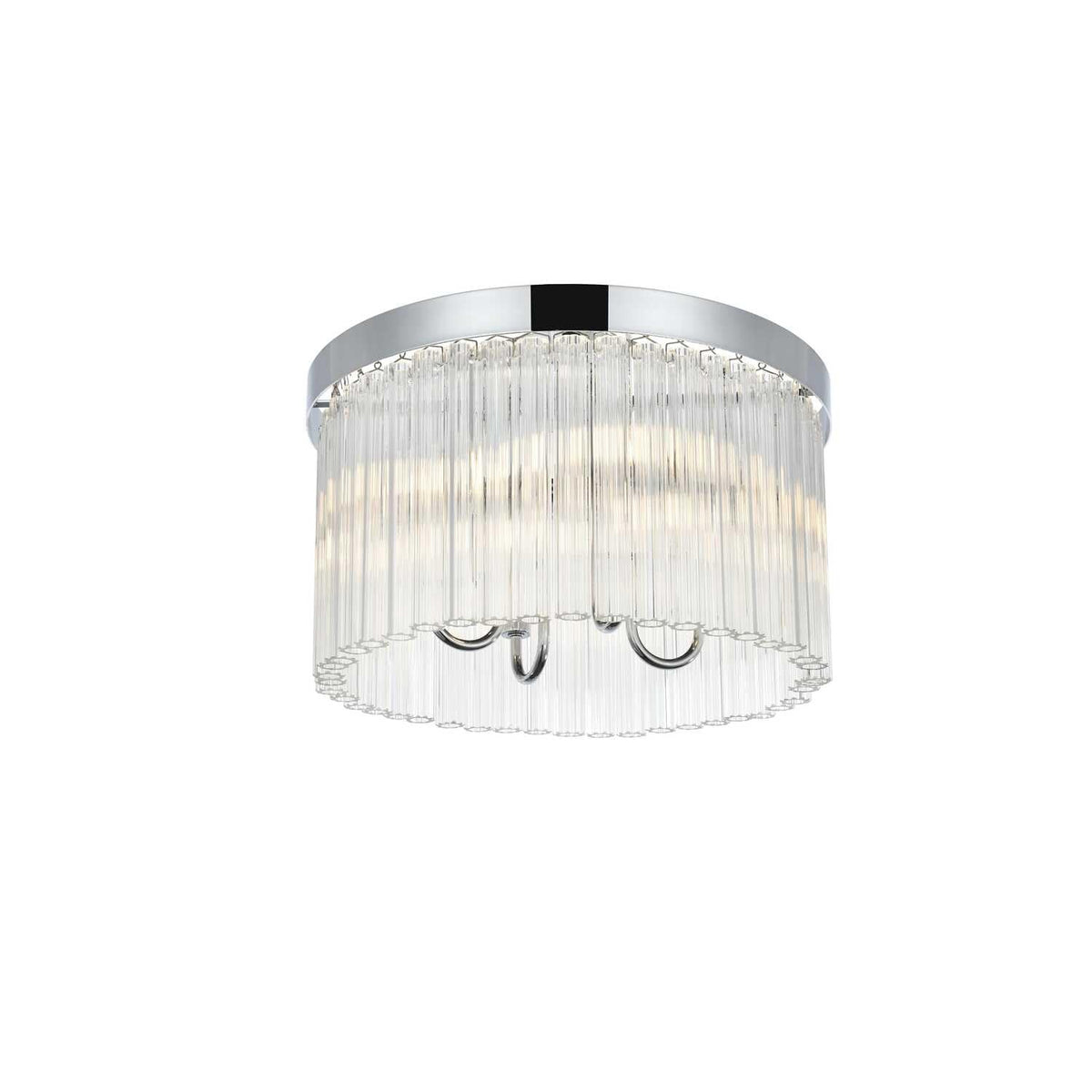 Harlow Four Light Flush Mount Chrome by Lighting Design – Iron, Chrome
