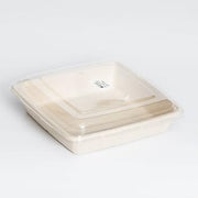 Sabert TerraPac Clear, Sustainable PET PCR Lid for 32 oz. and 48 oz. Square Pulp Fiber Containers | 300/Case