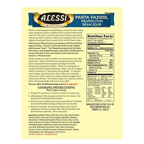 Alessi Neapolitan Bean / 6 Ounce (Pack of 6) / Pasta Fazool Vegetable Soups
