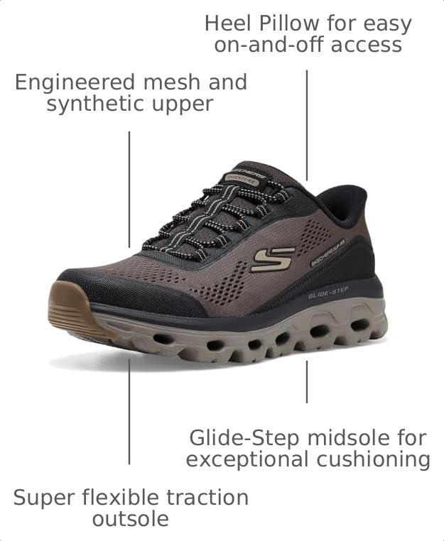 Men's Glide-Step Sole Hands Free Slip-in by Skechers – Mesh, Brown/Black, Model 237812W