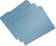 AbilityOne Recycled File Folders - Process Chlorine Free, Single Ply Tabs, Blue 7530-01-566-4131: Box, 100 Item(s)