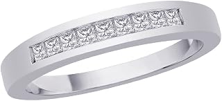 1/4 cttw Channel Set Princess Cut Diamond Wedding Band in Sterling Silver