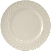 Tuxton China MEA-104 Plate, 10-1/2" Diameter, Round, Wide Rim, Embossed, Microwave and Dishwasher Safe, Oven Proof, Fully Vitrified, Ceramic, Meridian, American White/Eggshell, Pack of 12