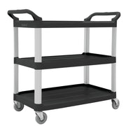 Utility Cart with 3 Shelves Black Plastic - 33" L x 16 13/16 W x 37" H by HUBERT – Plastic, Black, Model 191538025778