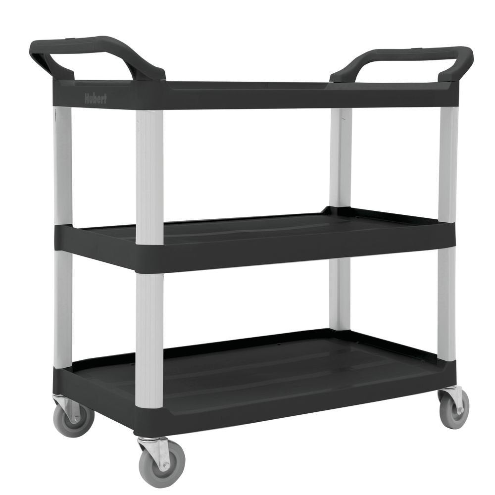 Utility Cart with 3 Shelves Black Plastic - 33" L x 16 13/16 W x 37" H by HUBERT – Plastic, Black, Model 191538025778