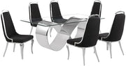 78" x 42" Clear Glass Dining Set w Boucle Fabric Chairs