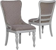 Starlight Canyon Home Upholstered Wingback Side Chair Set of 2, European Dining Chairs for Kitchen Table and Dining Room Table, Antique White & Weathered Bark