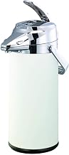 Service Ideas Signa-Air Airpot with Lever Lid, 74.4oz, Vacuum Insulated | ENALS22SCHWH in White, 2.2 Liter, Stainless Vacuum Insulated Beverage Dispenser
