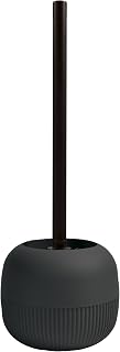 MSV - Gino Black Toilet Brush - 9.1 x 9.1 x 37.4 cm - Modern and Elegant Design - Long Ergonomic Handle - Sturdy Splash-Proof Holder - Hygienic and Practical Accessory