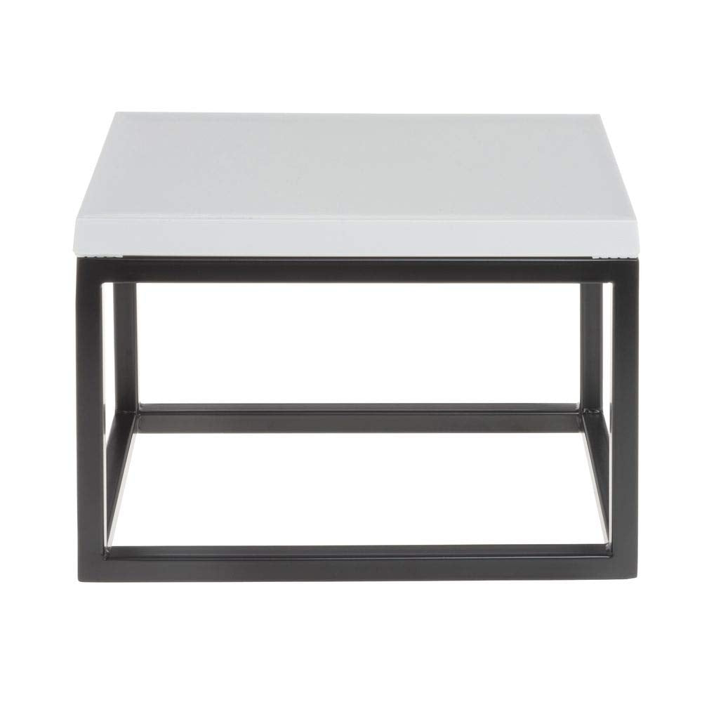Black Display Riser with White Top- 7" H by HUBERT – Large, Metal, Black, Model 73114+94697