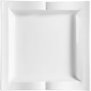 CAC China GBK-16 10-1/2-Inch Goldbook Porcelain Square Plate, White, Box of 12