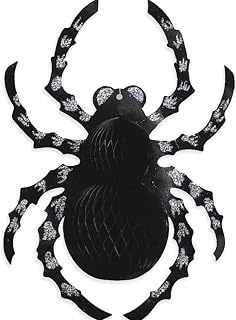 Unique Party Black Spider Glitter Paper Hanging Decorations - 14" (1 Count) - Ideal Indoor Spooky Festive Décor for Halloween and Themed Parties