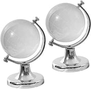 KESYOO 2Pcs Crystal Globe Decorative World Map Sphere Miniature Geography Desk Ornament with Solid Base for Office Home Entryway Table Display