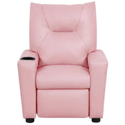 Pink Kids Recliner Chair with Cupholder by Furnifact – PVC Fabric, Wood, Foam, Pink