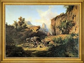 Art Oyster Andres Marko Landscape with Charcoal Burners - 18" x 27" Premium Canvas Print with Gold Frame