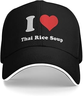 I Love Thai Rice Soup Adjustable Sandwich Baseball Cap, Black for Adult
