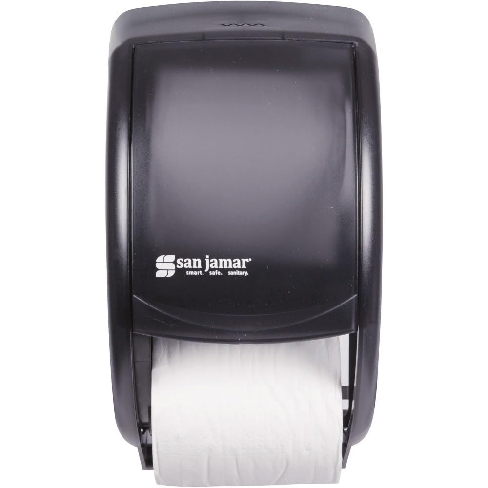Duett Standard Bathroom Tissue Dispenser by San Jamar – Black, Model SJMR3500TBK