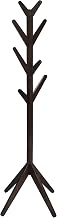 Furnifact Solid Wood Floor Stand Coat Rack with Hooks, Mid-Century Modern Clothes Rack for Clothing Storage and Organizer, Cappuccino