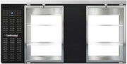BBC69-GD-PT Two Section Glass Door Refrigerated Pass-Thru Back Bar Cooler, 69"W x 34-3/4"H, Black Exterior