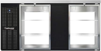 BBC69-GD-PT Two Section Glass Door Refrigerated Pass-Thru Back Bar Cooler, 69"W x 34-3/4"H, Black Exterior