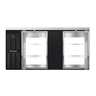 Two Section Glass Door Refrigerated Pass-Thru Back Bar Cooler by Continental Refrigerator – 26.0 cubic_feet, Model BBC69-GD-PT