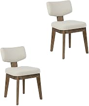 Starlight Canyon Home Polyester-Upholstered Mid-Century Modern Split-Back Dining Chairs Set of 2, MCM Kitchen Chairs for Dining Room, Chestnut