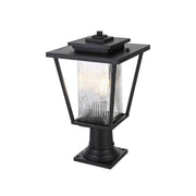 York One Light Outdoor Post Mount Black by Lighting Design – Iron, Black, Model OD305P18BK