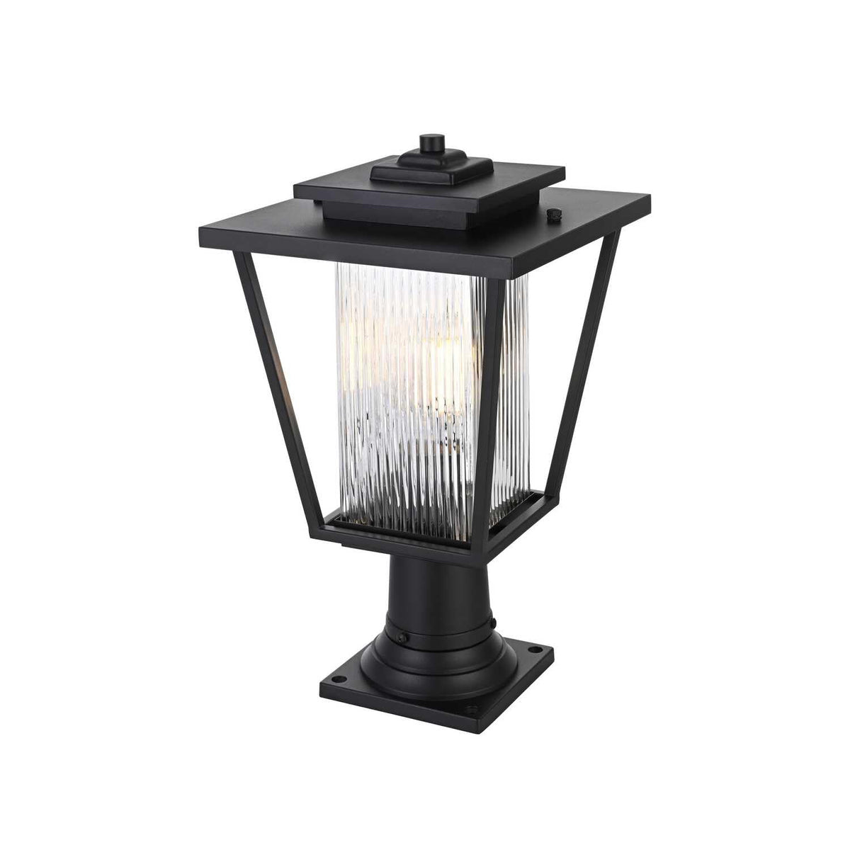 York One Light Outdoor Post Mount Black by Lighting Design – Iron, Black, Model OD305P18BK
