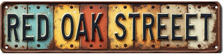 Wall Decor 16 * 4 Inches "RED OAK STREET" "Color Symbol" "Road Trim" Garden Patio Fence Sturdy Coating