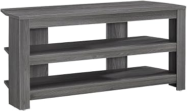 Furnifact Laminate Corner TV Stand with Open Shelves, Small Entertainment Center Media Console for Living Room Bedroom or TV Table, Grey