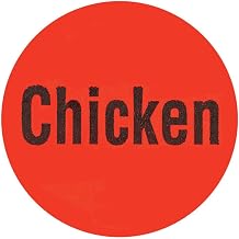 Chicken Labels Red Deli Dot Packaging Labels Black Imprint - 1"Dia 1000 Per Roll