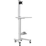 Mobile Height Adjustable Desktop Computer Workstation - 1 Each by Global Industrial – Steel/Aluminum, Silver, Model 670063