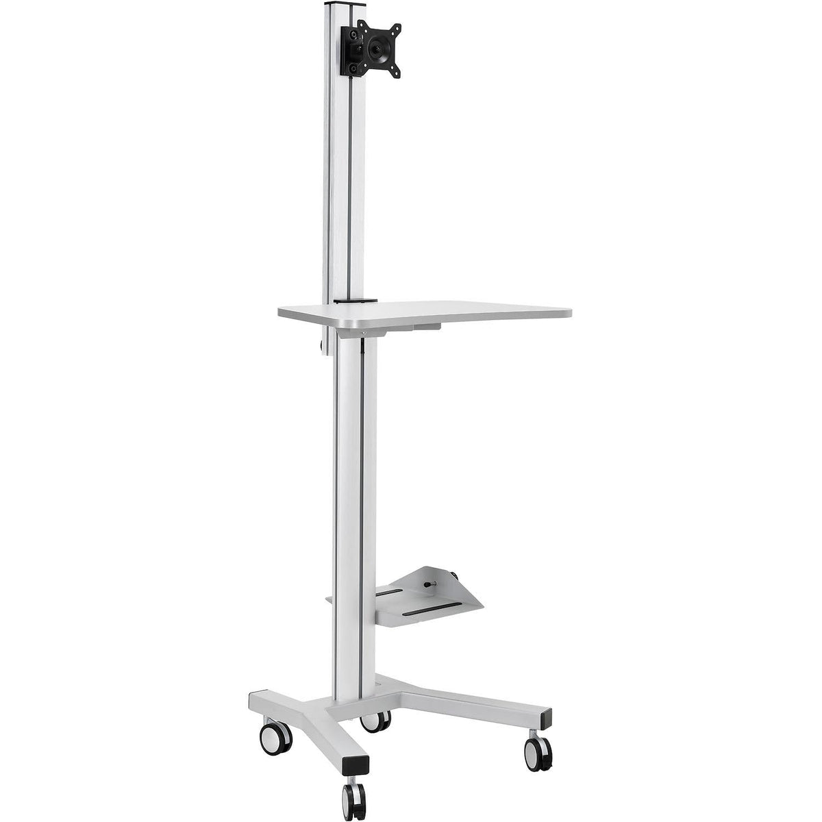 Mobile Height Adjustable Desktop Computer Workstation - 1 Each by Global Industrial – Steel/Aluminum, Silver, Model 670063