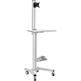 Mobile Height Adjustable Desktop Computer Workstation - 1 Each by Global Industrial – Steel/Aluminum, Silver, Model 670063