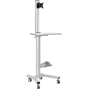 Mobile Height Adjustable Desktop Computer Workstation - 1 Each by Global Industrial – Steel/Aluminum, Silver, Model 670063