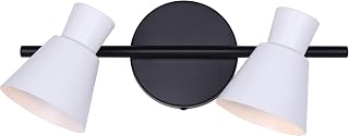 Canarm Radley 2-Light Track Lighting Fixture, Matte Black and White Finish with Adjustable Metal Shades, Modern Minimalist Ceiling Spotlight, Easy Installation