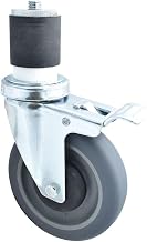 BK Resources 5" Gray Rubber 2" Expanding Stem Swivel Caster for Work Tables with Total Lock Brake, NSF, 250lb Capacity Per Wheel