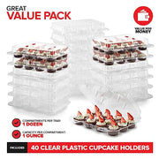 Stock Your Home 40 / 12 Compartment - 40 Count / Clear Cupcake Carriers