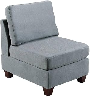 Armless Living Room Chair with Linen-Like Fabric and Wood Legs for Modern Spaces