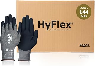 Ansell HyFlex 11-581 Vend Pack Mechanical Protection Gloves Size 6, Grey & Black (Pack of 144)